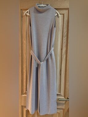 ANN MASHBURN Sleeveless Midi Dress in Gray Wool